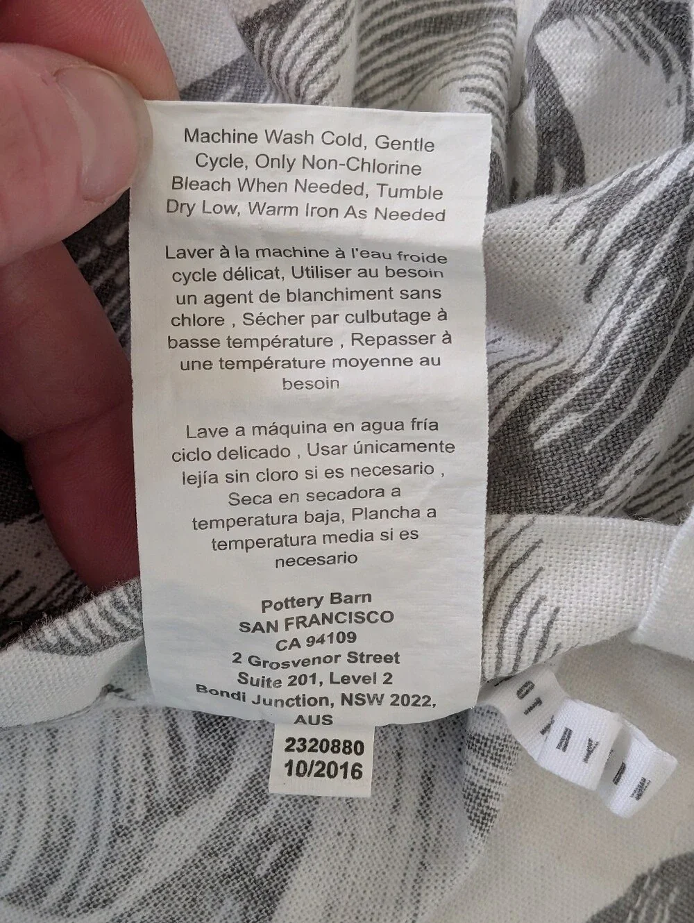 Pottery Barn Full/ Queen Duvet & Euro Sham Set Botanical White Gray Floral Pippa